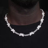 11mm Baguette Butterfly Necklace 925 Silver Moissanite Cuban Link Chain